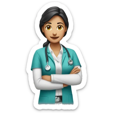 mujer morena pelinegra veterinaria sticker