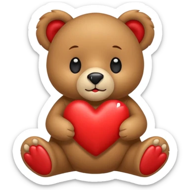 Osito con corazon i en el centro de corazon nombre agata sticker
