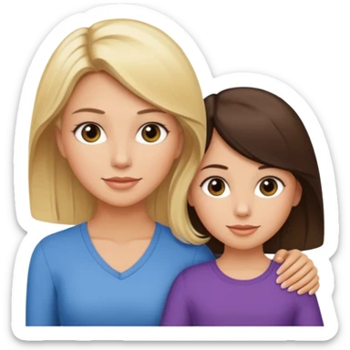 Beautiful Blonde mom with Beautiful tan brunette daughter sticker