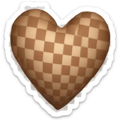 brown pastel checkered heart sticker