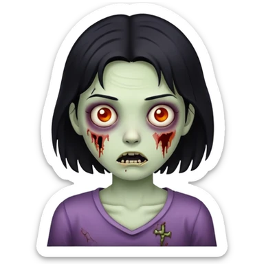 Girl zumbie and black hair sticker