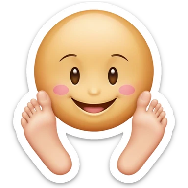 Smiley face with blush and cute lashes with feet in the air  sticker