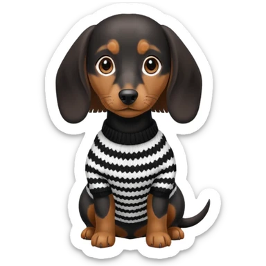 Bassotto ) in bianco e nero con vestitino in maglia sticker