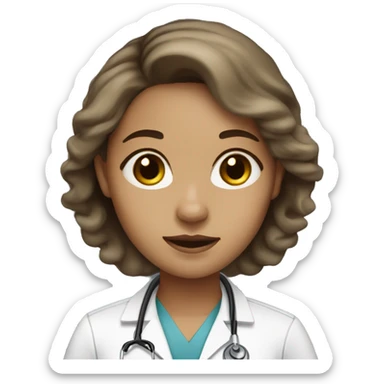 Cute female doctor light skin, brown hair sticker