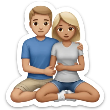 man on knees hugging womans waist sticker