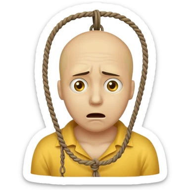 😔 with noose around neck. IOS themed emoji with regular yellowish skin(not completely yellow) only head sticker