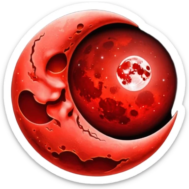 glitter red blood moon crescente sticker
