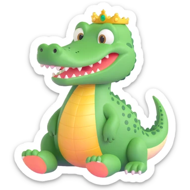cute alligator with a halo, gentle eyes, no background sticker