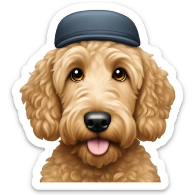 Goldendoodle wearing a flat cap sticker