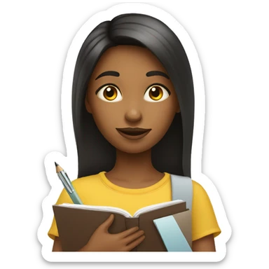 Girl with pen pencil book sticker