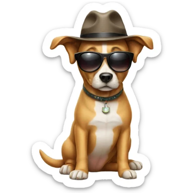 Dog with hat and sunglasses  sticker