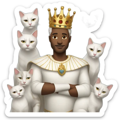 White king with many cats sticker