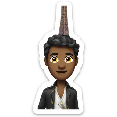 Dark haired man in a princess dress on the Eiffel tower  sticker