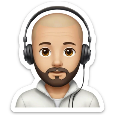 beard hair shaved boy with beard and with headphones sticker