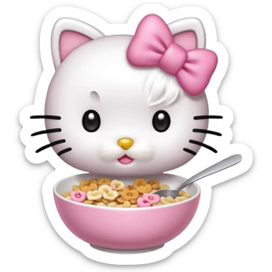 hello kitty eating cereal sticker