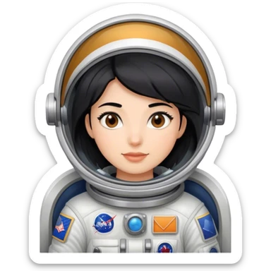 female astronaut with black hair and brown eyes sticker