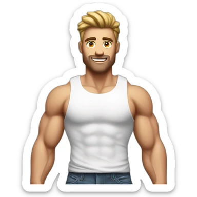 muscular guy with white tank top sticker