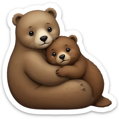 small seal hugging a brown bear sticker