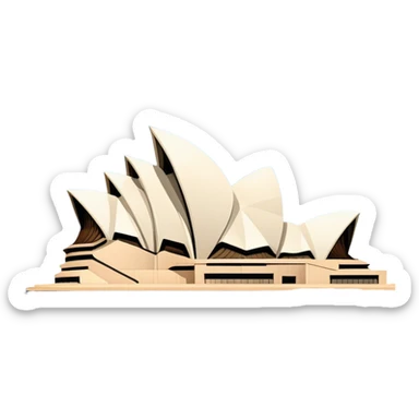 Cinematic Realistic Sydney Opera House Landmark Emoji, depicted with its iconic sail‚Äêlike design set against a clear blue sky, rendered with crisp architectural detail and dynamic lighting. sticker