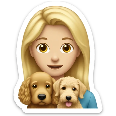 Blonde haired girl with a blonde golden doodle sticker