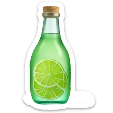 Vibrant lime slices still on glass bottle with clear water  sticker