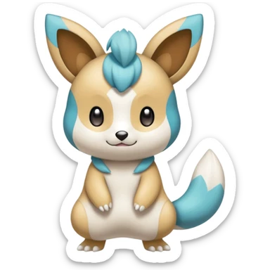 Kawaii cute pretty beautiful realistic colorful soft fuzzy Emolga-Pachirisu-Oshawott-Buizel-Meloetta-Pokémon-Fakémon-fusion, full body sticker