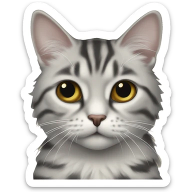 Создай котика серо бело с пятнышком под носиком sticker