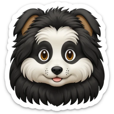 DOG BLACK AND WHITE WITH LONG HAIR sticker