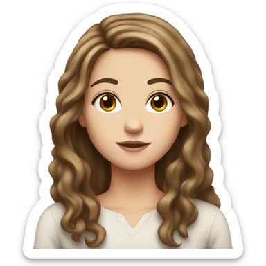 a white girl with long hair and brown hair and hazel eyes  sticker