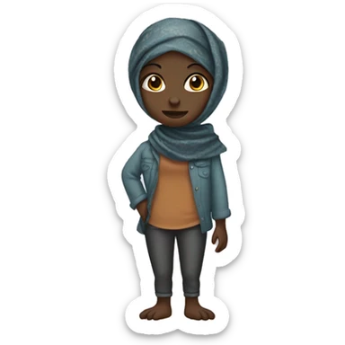 dark-skinned girl with head scarf on platypus body  sticker