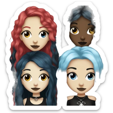 Two best friends goth style one with blue hair and a septum ring and the other with blonde and black hair sticker
