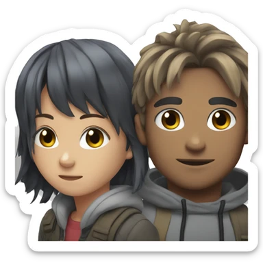 two anime gamers sticker