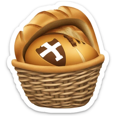 basket of bread with a football inside of it, being caught by stefon diggs sticker