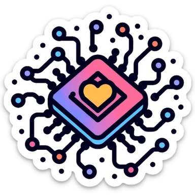Artificial intelligence microchip with neural network connections sticker