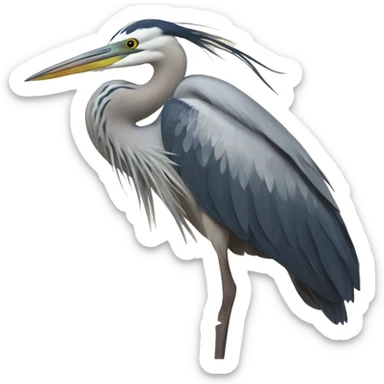A heron  linking one of the books ‘Les limites de la croissance’. sticker