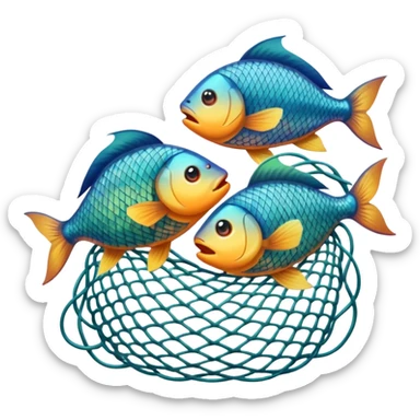 fishes in the fishing net sticker