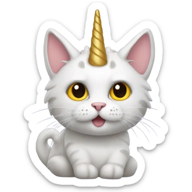 Cat with a unicorn horn sticker