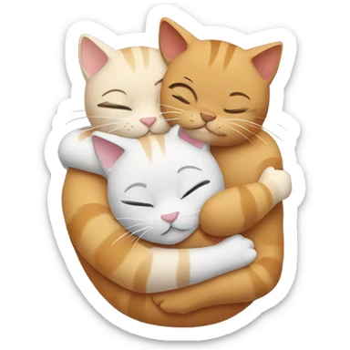 three cats hugging sticker