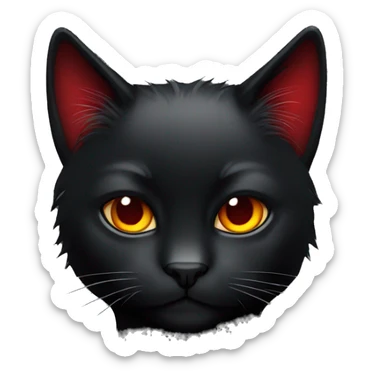 Edgy Cool Beautiful Black Cat with Pretty Emo Hair-bangs with Red Streaks sticker