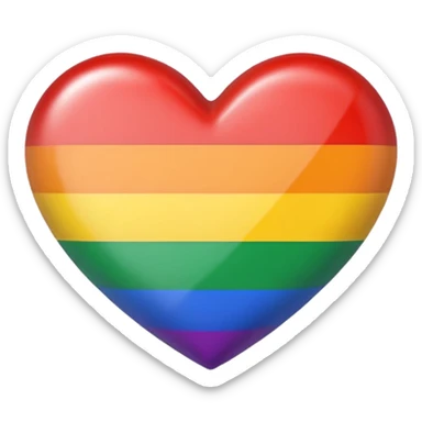 heart in gay pride flag colors rainbow red orange yellow green blue purple, glossy look, no text sticker