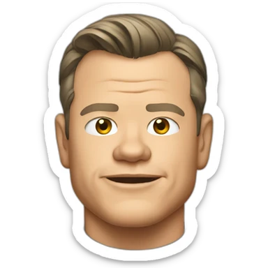 matt-damon cartoon wearing shirt sticker
