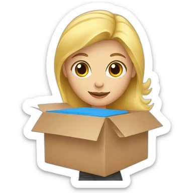 Blond Women holding delivery box sticker