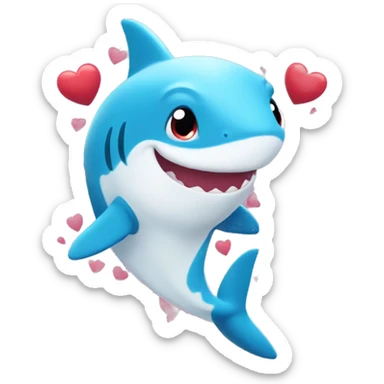 Baby shark with hearts around it  sticker