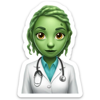 Reptilian alien woman, is a doctor sticker