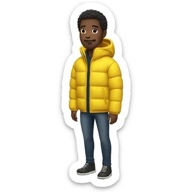 Black man wearing a yellow puffer jacket  sticker