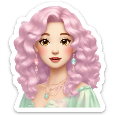 Dreamy pretty VOGUE elegant kawaii shiny colorful pastel lady pastelcore kawaii beautiful hair cottagecore jewels trending aesthetic sticker