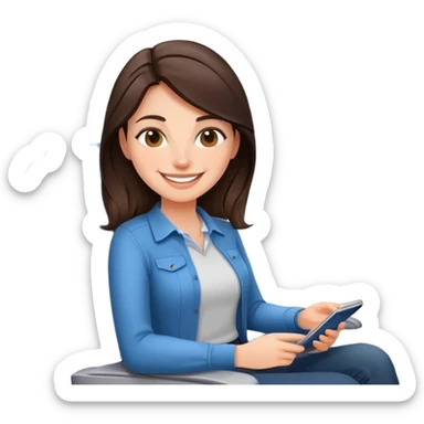 Casual brunette on airplane seat emoji sticker