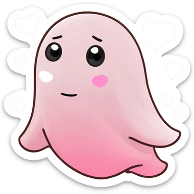 Pink ghost with hearts sticker