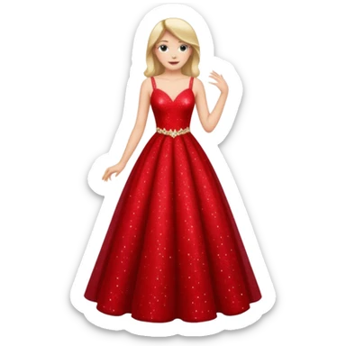 Red long sparkly prom dress sticker