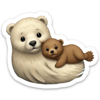 white seal and brown bear sticker